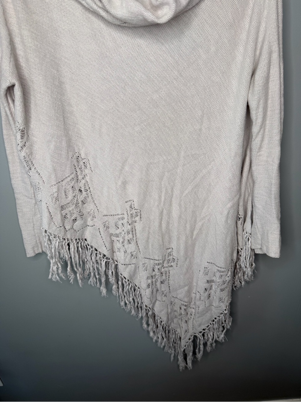 Free People Lace Detail Fringe Asymmetrical Poncho - Picture 5 of 10